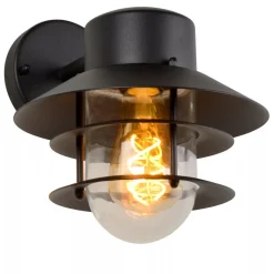 Discount Außenlampe Wand Glas Aluminium Schwarz IP44 E27 Balkon