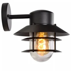 Discount Außenlampe Wand Glas Aluminium Schwarz IP44 E27 Balkon