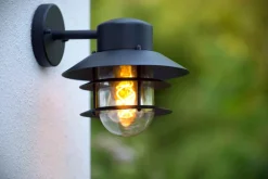 Discount Außenlampe Wand Glas Aluminium Schwarz IP44 E27 Balkon