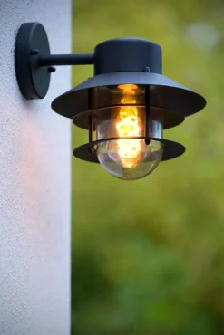 Discount Außenlampe Wand Glas Aluminium Schwarz IP44 E27 Balkon