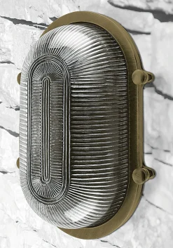 Andromeda Außenlampe Wand Glas Messing E27 IP64 B: 26 cm* Außenwandleuchten|Feuchtraumleuchten