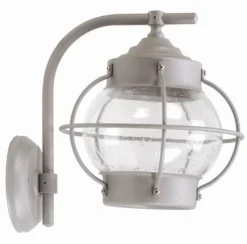 Outlet Lido Außenlampe Wand Grau Messing Glas E27 IP23 22 cm hoch