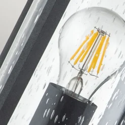 Elstead Außenlampe Wand IP44 E27 Schwarz Metall Regenglas MERYL* Rustikale Lampen|Vintage Lampen