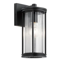 Outlet Elstead Außenlampe Wand IP44 H: 29 cm Glas Aluminium Schwarz