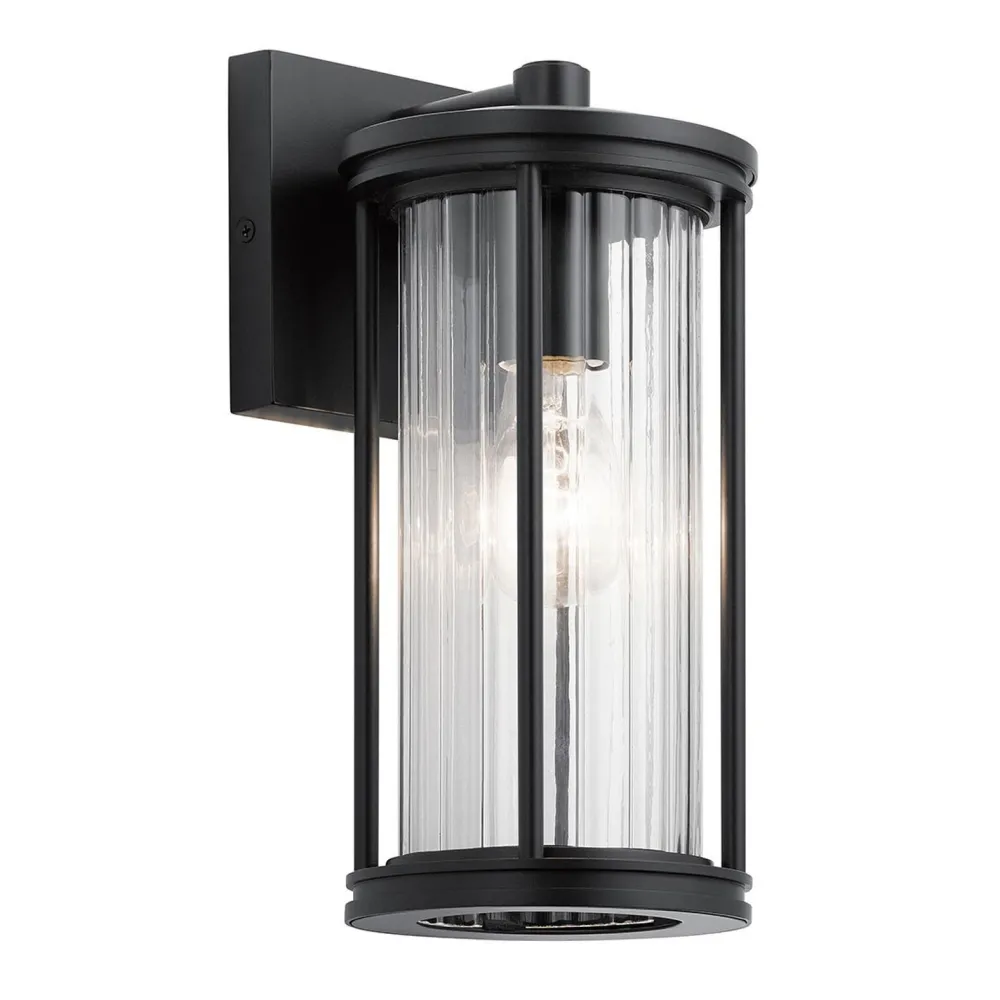 Outlet Elstead Außenlampe Wand IP44 H: 29 cm Glas Aluminium Schwarz