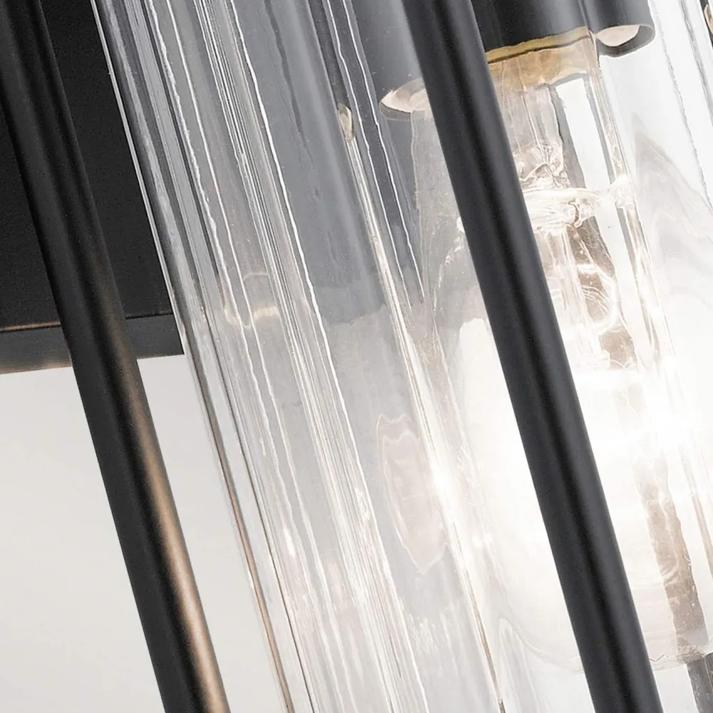 Outlet Elstead Außenlampe Wand IP44 H: 29 cm Glas Aluminium Schwarz