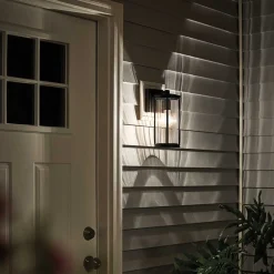 Outlet Elstead Außenlampe Wand IP44 H: 29 cm Glas Aluminium Schwarz