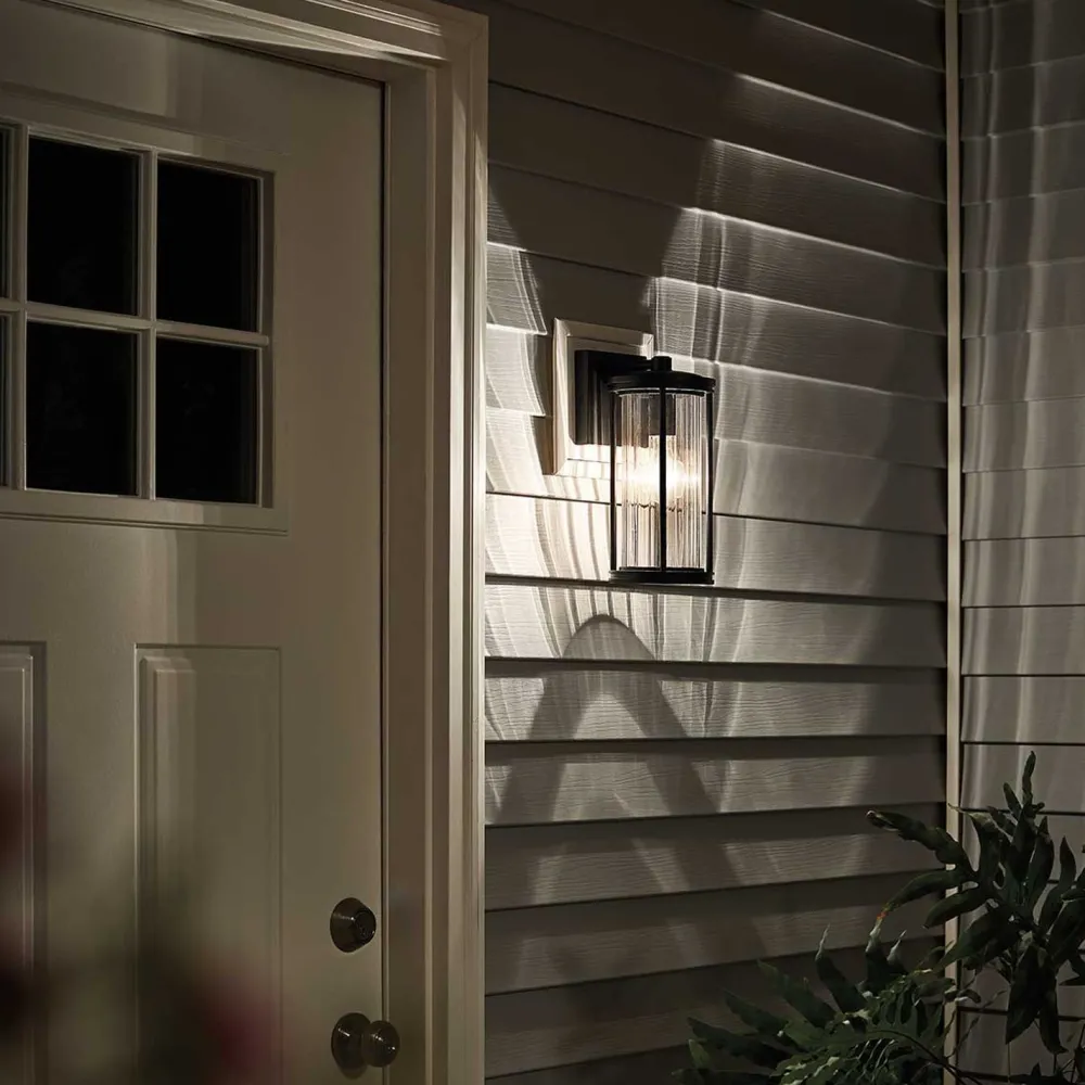 Outlet Elstead Außenlampe Wand IP44 H: 29 cm Glas Aluminium Schwarz