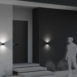 Best Maytoni Außenlampe Wand LED Aluminium Glas Up Down 11 cm breit