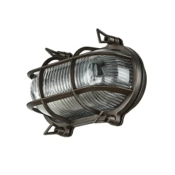 Clearance Lido Außenlampe Wand Maritim Messing Riffelglas Schwarz antik