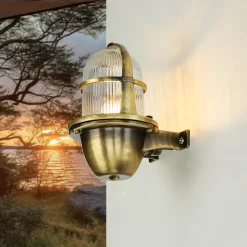 Lido Außenlampe Wand Mesisng Glas massiv rostfrei* Rustikale Lampen|Metall Lampen