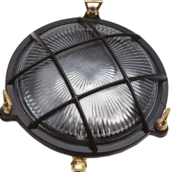 Lido Außenlampe Wand Messing Glas E27 IP64 Ø 21 cm rund* Außenwandleuchten|Feuchtraumleuchten