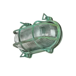 Lido Außenlampe Wand Messing Glas IP64 E27 Maritim Grün antik* Rustikale Lampen|Metall Lampen