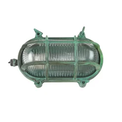 Lido Außenlampe Wand Messing Glas IP64 E27 Maritim Grün antik* Rustikale Lampen|Metall Lampen