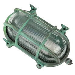 Lido Außenlampe Wand Messing Glas IP64 E27 Maritim Grün antik* Rustikale Lampen|Metall Lampen