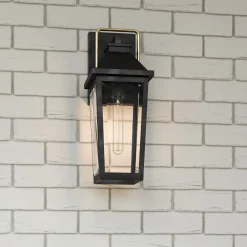 Discount Elstead Außenlampe Wand Schwarz E27 IP44 H: 42,9 cm Rustikal