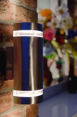 Eco-Light Außenlampe Wand Up Down Edelstahl H:23,5 cm IP44 GU10* Metall Lampen|Moderne Außenleuchten