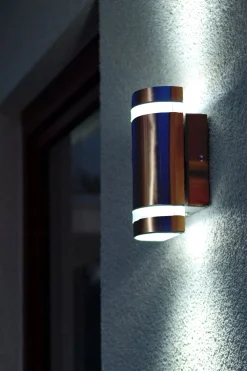 Eco-Light Außenlampe Wand Up Down Edelstahl H:23,5 cm IP44 GU10* Metall Lampen|Moderne Außenleuchten