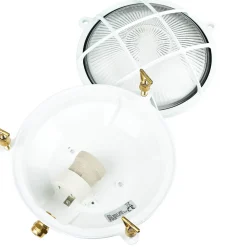 Online Lido Außenlampe Weiß Messing Glas Ø 21 cm E27 IP64 SERIFOS