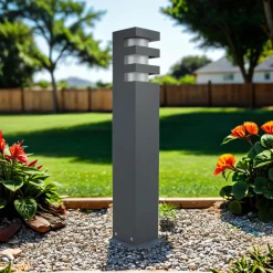 SU-MA Außenleuchte Anthrazit 50 cm eckig IP54 wetterfest* Metall Lampen|Wegeleuchten