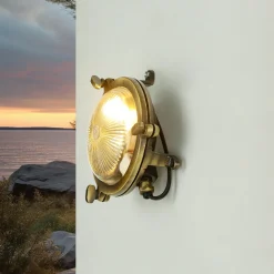 Sale Lido Außenleuchte Bullauge G9 Ø 14 cm Messing Glas