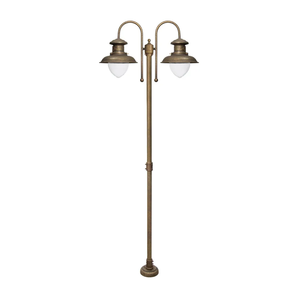 Giovanni Battista Außenleuchte 2-flammig 210 cm E27 IP44 Messing Maritim* Außenleuchten Antik|Außenleuchten Messing