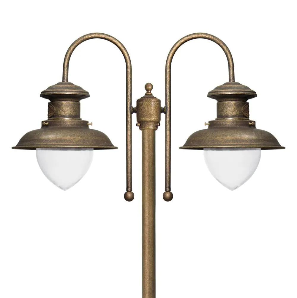 Giovanni Battista Außenleuchte 2-flammig 210 cm E27 IP44 Messing Maritim* Außenleuchten Antik|Außenleuchten Messing