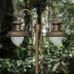 Giovanni Battista Außenleuchte 2-flammig 210 cm E27 IP44 Messing Maritim* Außenleuchten Antik|Außenleuchten Messing