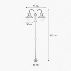 Giovanni Battista Außenleuchte 2-flammig 210 cm E27 IP44 Messing Maritim* Außenleuchten Antik|Außenleuchten Messing