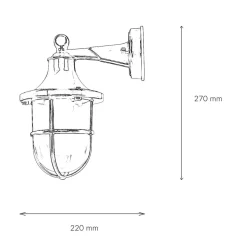 Lido Außenleuchte IP64 E27 Schwarz antik geriffeltes Glas Messing