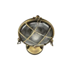 Lido Außenleuchte Maritim Echt-Messing Riffelglas IP64 E27 SERIFOS* Außenwandleuchten|Rustikale Lampen