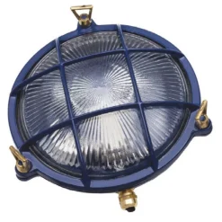 Lido Außenleuchte Messing Glas Ø 21 cm E27 Blau IP64 SERIFOS* Außenleuchten Antik|Außenwandleuchten