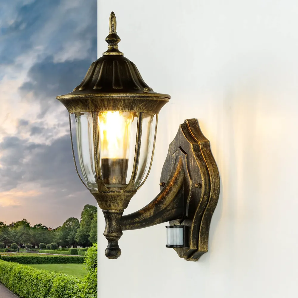 Easylight Außenleuchte mit Bewegungsmelder Gold Antik Wand MILANO* Gartenlaternen|Außenwandleuchten