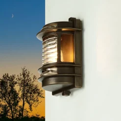 Lido Außenleuchte Schwarz antik IP64 Messing Glas H: 22 cm* Rustikale Lampen|Metall Lampen