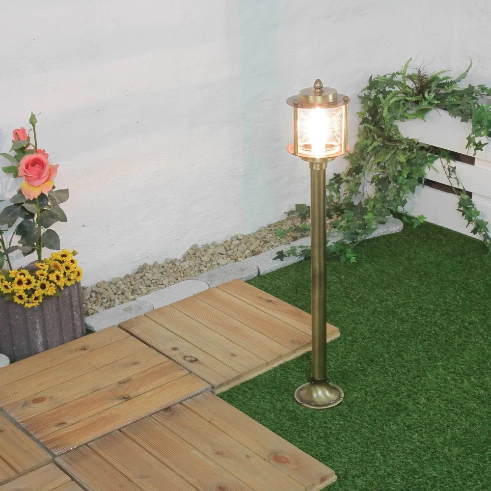 New Lido Außenleuchte Stehlampe Echt-Messing Antik MYKO
