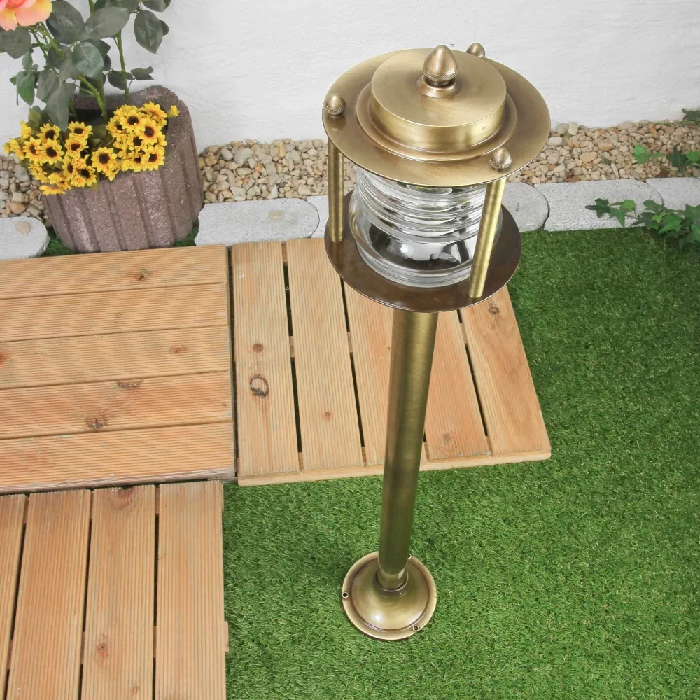 New Lido Außenleuchte Stehlampe Echt-Messing Antik MYKO