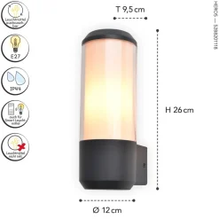 Eco-Light Außenleuchte Wand Aluminium E27 IP44 26,2 cm blendarm* Metall Lampen|Außenwandleuchten