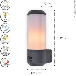 Clearance Eco-Light Außenleuchte Wand Bewegungsmelder Aluminium E27 IP44