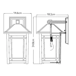 Elstead Außenleuchte Wand E27 IP44 H: 24,8 cm Aluminium Glas* Metall Lampen|Rustikale Lampen