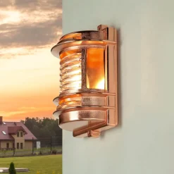 Clearance Lido Außenleuchte Wand E27 IP64 Messing Glas in Kupfer