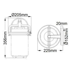 Elstead Außenleuchte Wand Glas Aluminium E27 IP44 35,6 cm hoch* Außenwandleuchten|Gartenlaternen
