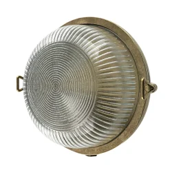 Sale Andromeda Außenleuchte Wand Glas Messing massiv E27 IP64 rund