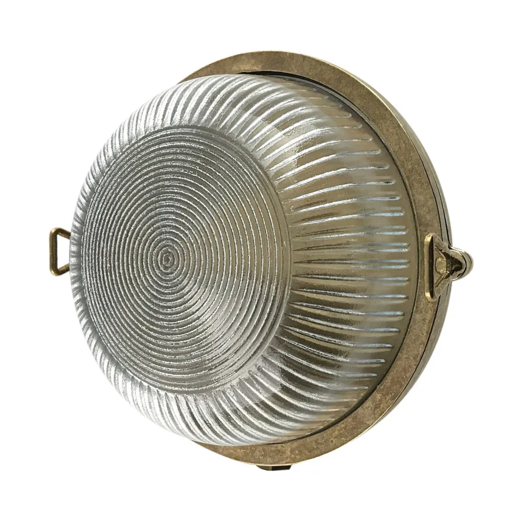 Sale Andromeda Außenleuchte Wand Glas Messing massiv E27 IP64 rund