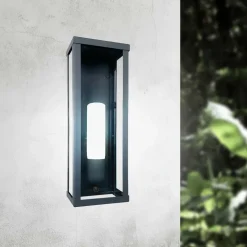 New Giovanni Battista Außenleuchte Wand in Bronze matt IP43 E27 Eisen Glas