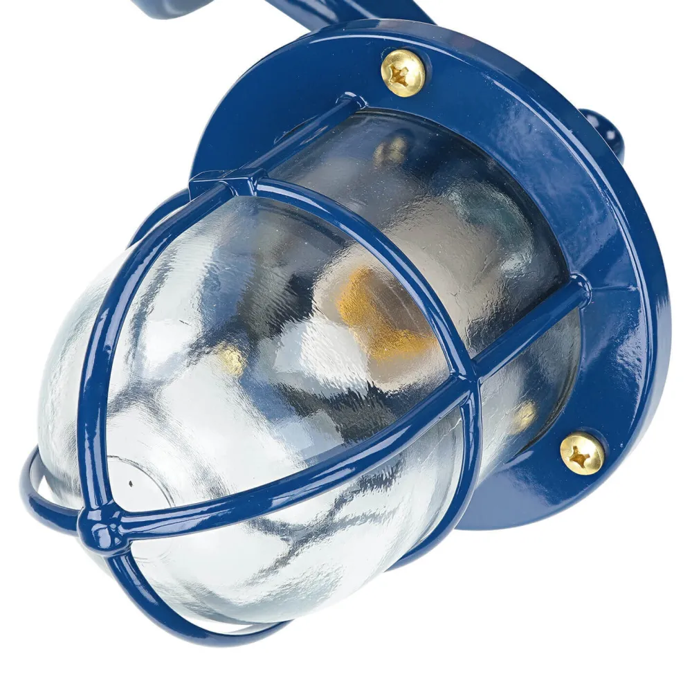 Lido Außenleuchte Wand IP64 E27 Glas Messing Maritim Blau* Rustikale Lampen|Metall Lampen