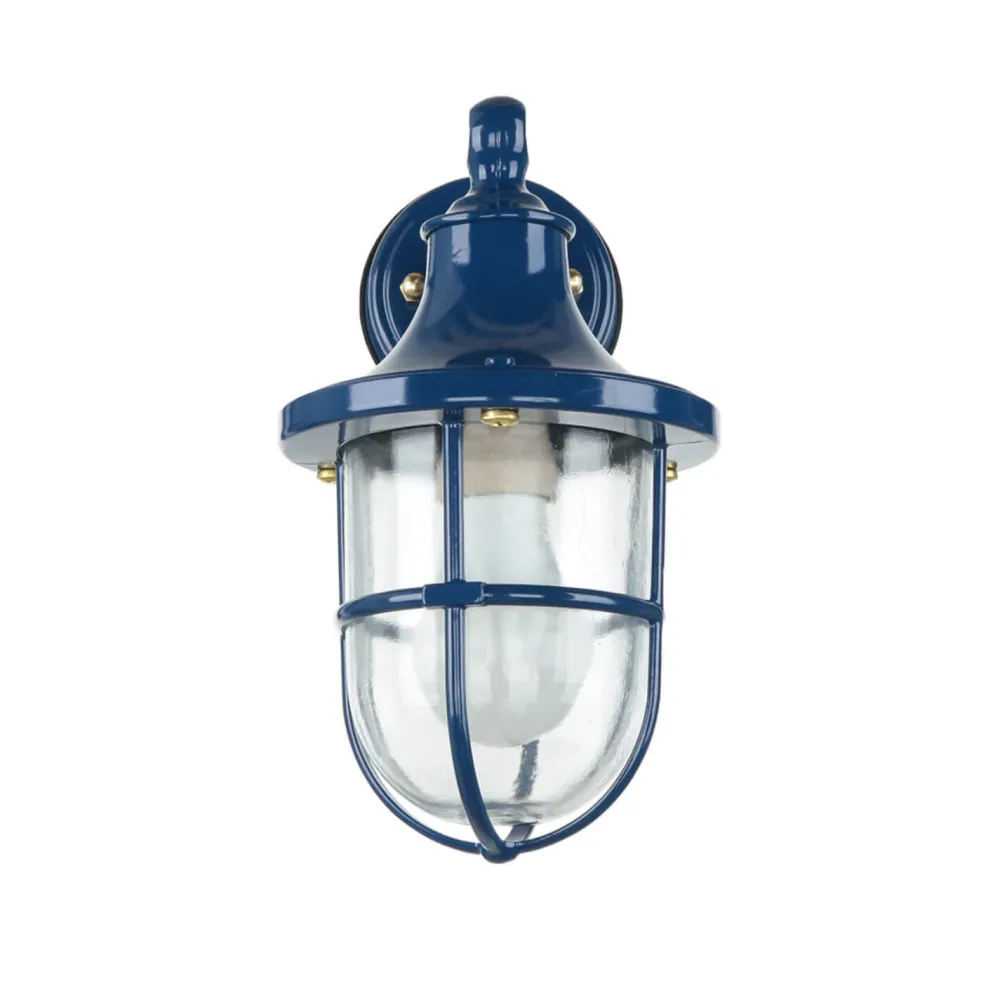 Lido Außenleuchte Wand IP64 E27 Glas Messing Maritim Blau* Rustikale Lampen|Metall Lampen