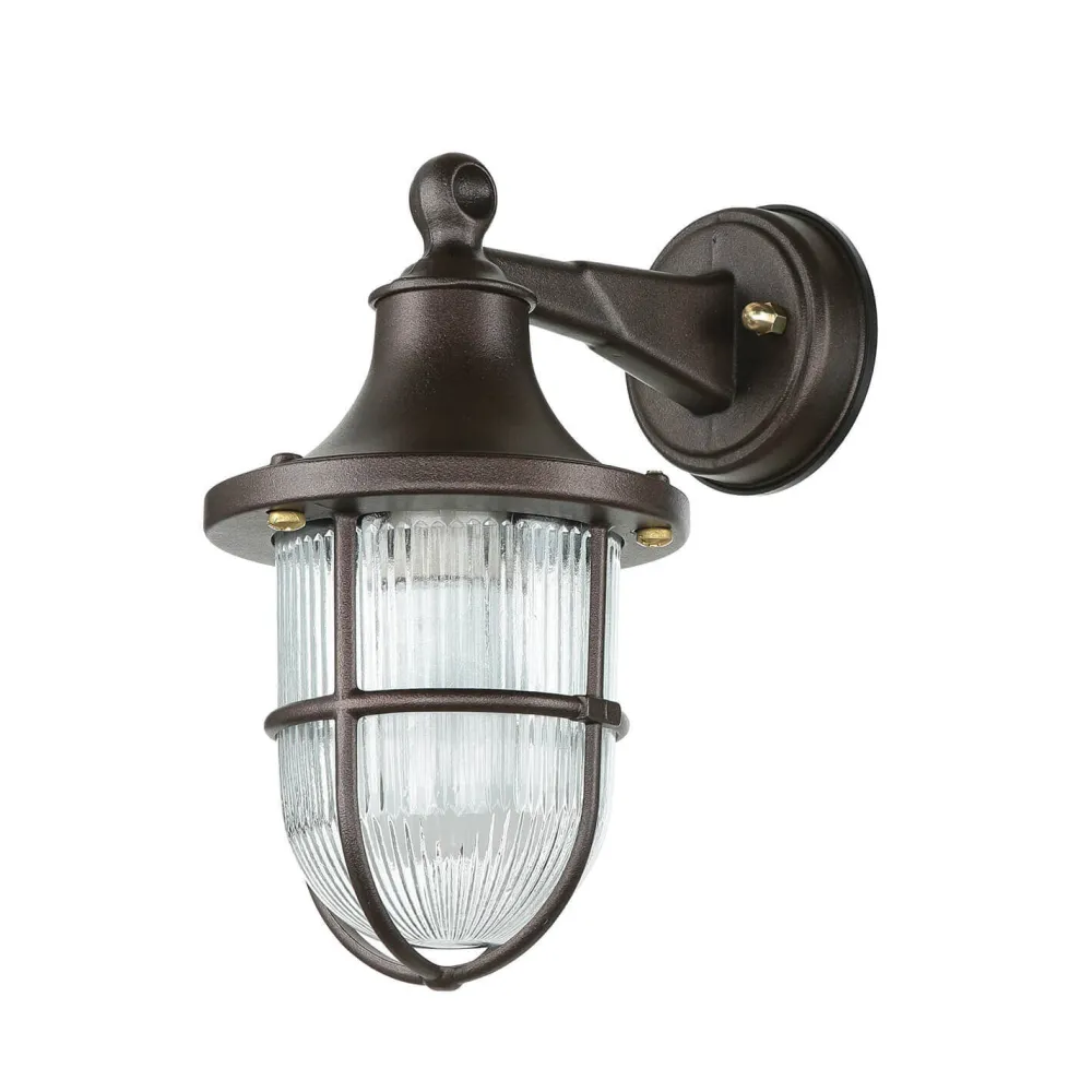 Lido Außenleuchte Wand IP64 E27 Rostbraun antik Echt-Messing Maritim* Rustikale Lampen|Metall Lampen