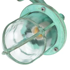 Discount Lido Außenleuchte Wand IP64 Grün antik Glas Echt-Messing E27