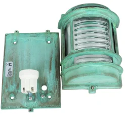 Lido Außenleuchte Wand IP64 Messing Glas Grün antik E27* Rustikale Lampen|Metall Lampen