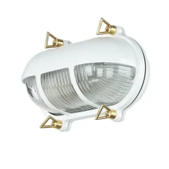 Outlet Lido Außenleuchte Wand IP64 Messing Riffelglas Maritim E27